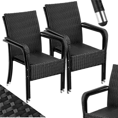 Lot de 4 chaises de jardin avec accoudoirs, acier laqué et polyrotin pour terrasse (1/5)
