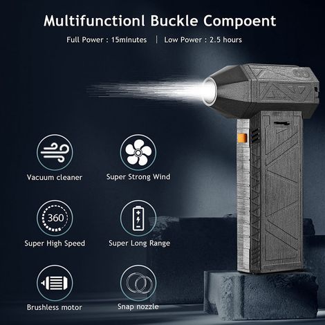 Ortviai Souffleur Électrique Portable 130 000 tr/min, Batterie Intégrée 8000 mAh, Réglage de la Vitesse du Vent, pour Claviers, Voitures et Jardin