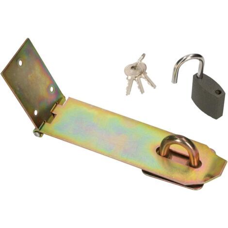 Raquette avec cadenas - 3 tailles différentes - Jaune - Galvanisé - Charnières de trop-plein - 170 mm-NANOTEH (1/5)