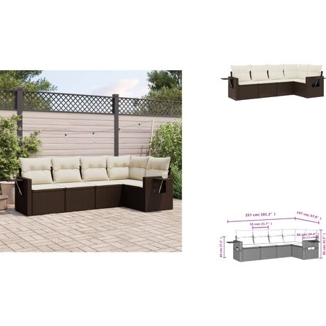 5-tlg. Garten-Sofagarnitur mit Kissen Braun Poly Rattan - Gartenmöbel - Outdoor Möbel - Rattan Gartenmöbel - Lounge Set - Sofasitzgruppe