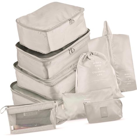 Travel Packing Cubes, Suitcase Organizer, Luggage Storage Cubes for Clothes (Beige) (1/5)