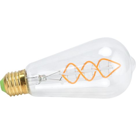 ST64 E27 4W Vintage LED-Glühbirne mit Doppelspiralfaden, dimmbar, 220V, warmweißes Licht, Klarglas (1/5)