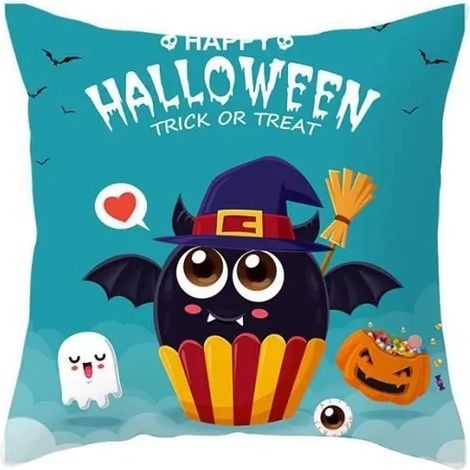 Housse de Coussin - Halloween - 45x45 cm - Peau de pêche - Décoratif intérieur Multicolore HOUSSE DE COUSSIN (1/4)