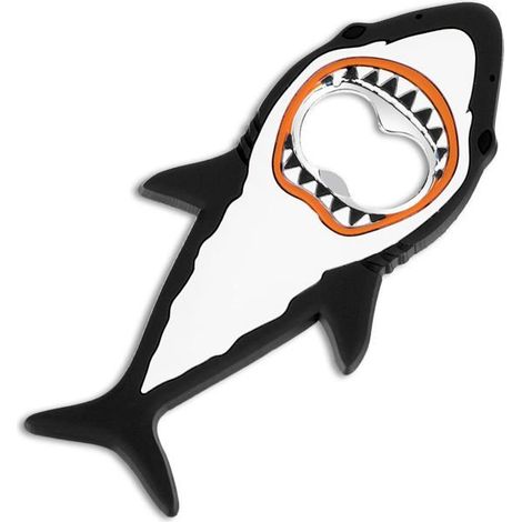 Ouvre-bouteille magnétique Shark, ouvre-bouteille magnétique pour réfrigérateur, ouvre-bouteille en silicone (noir) (1/5)