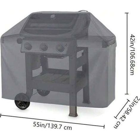 Funda impermeable para barbacoa de 139,7 x 59 x 107 cm - Tejido Oxford 600D - Gris - Protección UV y contra el viento - No se decolora en 2 años (1/5)