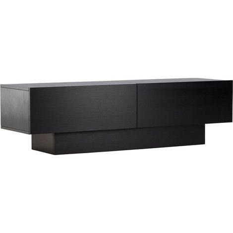 Meuble TV 2 Portes "Cuenca" 160cm Noir (1/5)