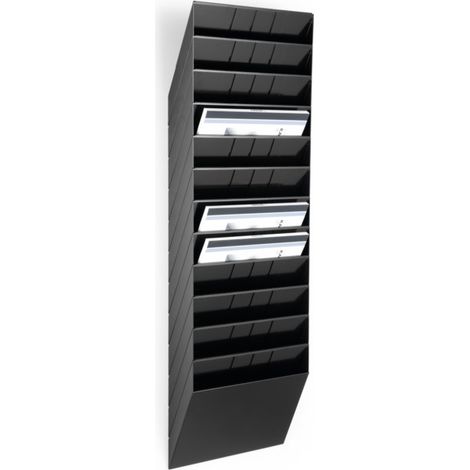 Prospekthalter H1040xB348xT95mm Anz.Fächer 12 A4 quer Polystyrol schwarz DURABLE
