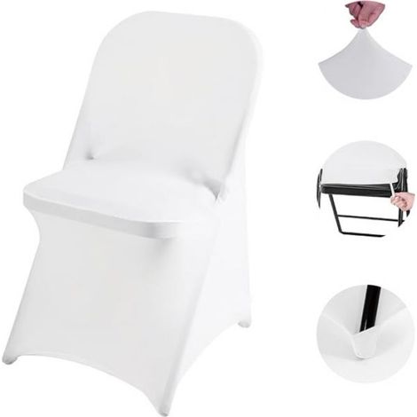Housse Pour Chaise Pliable - Blanc - Pour Salle De Réception Mariage Communion Événement Professionnel - Lot De 1 (1/4)