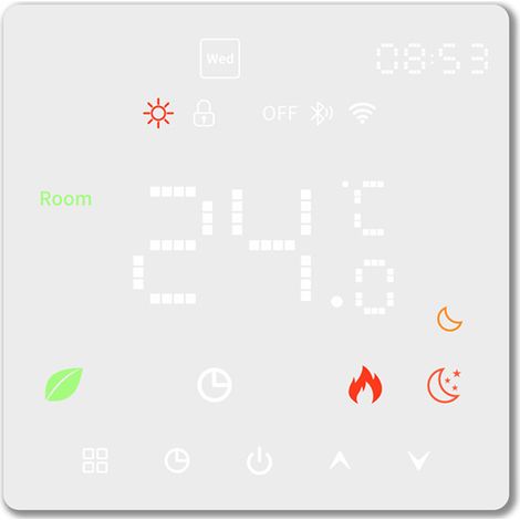 Termostato de plomería/caldera 3A para sistemas de calentamiento de agua, temporizador de temperatura programable semanal, brillo ajustable, termostato,White (1/5)