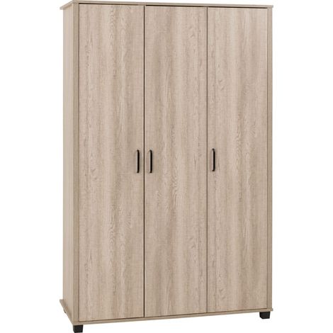 Oliver 3 Door Wardrobe - L52 x W120 x H190 cm - Light Oak Effect (1/5)