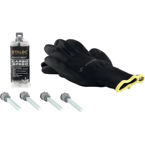 Staloc 2K Kunststoffkleber Carbo Speed - starker 2 Komponenten Kleber zur schnellen Reparatur von Carbon- und Kunststoffteilen, 50ml schwarz +4x Statikmischer (1/4)