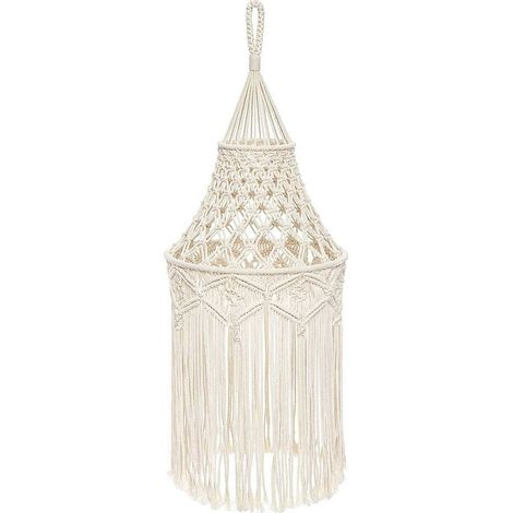 Suspension bohème tissée à la main – abat-jour décoratif 30x80 cm, style bohème, couleur beige (1/3)