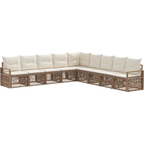 Gartensofa-set 9 pcs Beige Poly-Rattan vidaXL