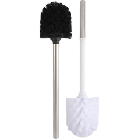 Lot de 2 Brosse WC, Tête en Silicone, Manche Acier Inoxydable, Poils Souples, Salle de Bain (1/5)