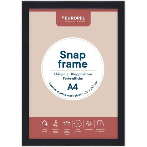 Cadre Clic-Clac A4 Noir Porte-Affiche Mural Aluminium Anodisé, Profil Plat 25mm, Protection Anti-Reflet, Kit de Fixation Inclus Portrait (1/3)