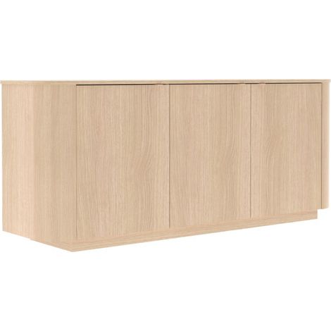 Buffet 3 portes aspect chêne clair design coins arrondis - ADILL (1/5)