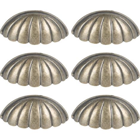 Lot de 6 boutons de meuble en coquillage vintage – Poignées nautiques en alliage de zinc – Installation facile pour armoires et tiroirs (1/5)