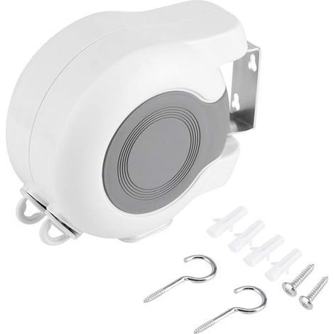 Corde à linge rétractable murale 13m – Double ligne extensible 26m – Matériaux ABS et PVC – Installation rapide incluse (1/5)