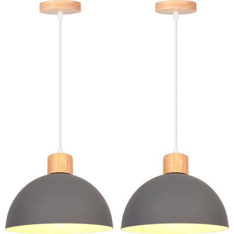 2X Plafones De Metal Vintage Gris Lámpara Colgante Moderna Lámparas De Colgar Sencilla E27 Para Restaurante Cocina