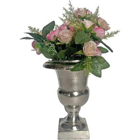 Vase Médicis aluminium argenté 18x18x24cm