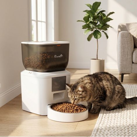 Distributore automatico di crocchette 35x18,5x30,5 cm bianco 4 L connesso FloraGrace (1/5)