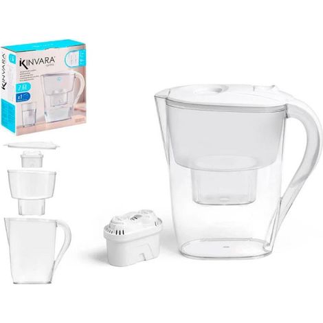 KINVARA jarra purificadora agua filtro 2,6 l , Jarra purificadora de agua con filtro 2,6 L, una solución práctica para mejorar la calidad del agua del grifo y disfrutar de un sabor (1/2)