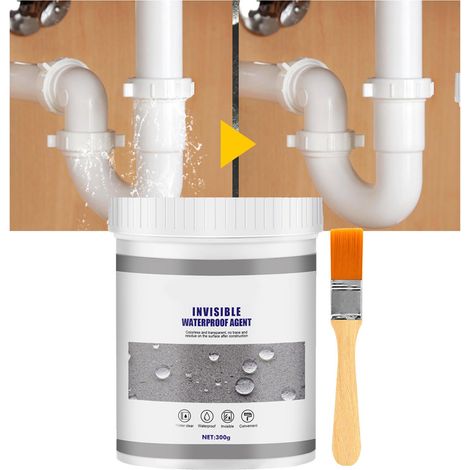 Mastic d'étanchéité transparent et invisible, imperméable et anti-fuites, avec pinceau pour carrelage mural et ciment, 300 g (1/5)