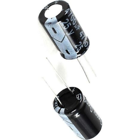 Condensatori elettrolitici radiali da 4700uF 25V 105C, neri, 26x16mm (1/2)