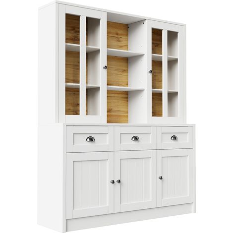 CAIziMeuble haut pour salon (140×38.5×175cm), vitrine, meuble de cuisine, meuble de salle à manger avec tiroirs, meuble haut moderne minimaliste, vitrine sur pied pour cuisine, salon et salle à manger (1/5)