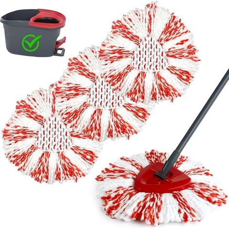 3 PCS Balai Serpillère Microfibre Remplacement Compatible avec Vileda 3in1 Turbo EasyWring&Clean Spin Mop System (Rouge) (1/5)