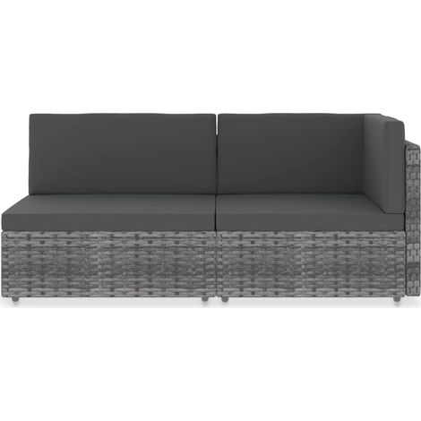 Maison Exclusive - Modulares 2-Sitzer-Sofa Poly Rattan Grau (1/5)