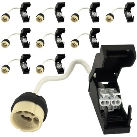 BUNTHAUS 10 Douilles GU 10 en Céramique avec Connecteur Câble 2A 230V Douille de Lampe GU 10 Socket Adaptateur de Base avec Câbles Isolés pour Lampes LED GU10 Ampoules