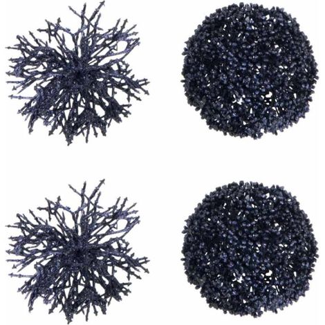 Lot de 4 Boules de Noël "Corail" 10cm Bleu