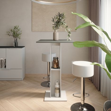 Bartisch-Set Repose, Weiß/Anthrazit, 65 x 65 cm mit 2 Barhockern, Vicco (1/5)
