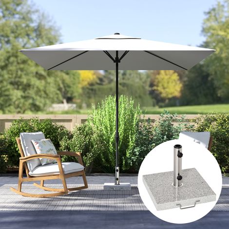 Base per ombrellone in acciaio inox con manici, semicircolare, porta ombrellone, peso per ombrelloni Ø3,8-Ø4,8 cm, per balcone, terrazzo, giardino, grigio