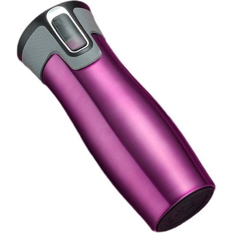 Bouteille d'eau isotherme en acier inoxydable - Gobelet de voiture - Ouverture facile - Pour boissons chaudes et froides - 1 pièce (rouge) - 420 m (1/5)