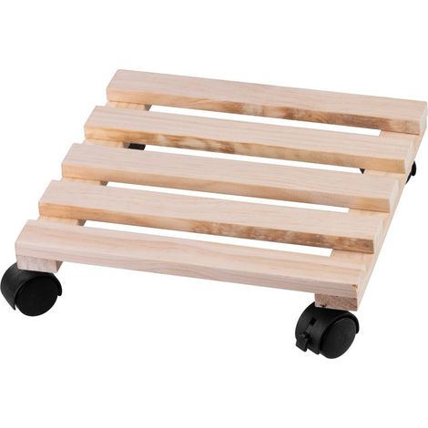 Untersetzer Strend Pro, 30x30x7 cm, für Blumentopf, auf Rädern, verschiebbar, Ständer, max. 50 kg, Holz