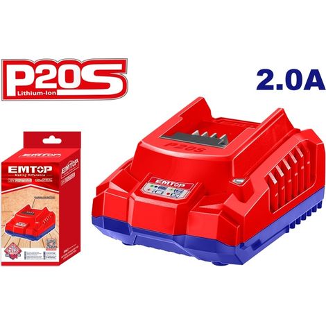 EMTOP Cargador Batería Litio 20V 2 A Negro y Rojo P20S (1/5)