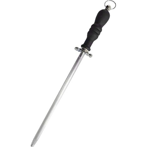 Bâtonnet d'affûtage de couteaux de 25 cm (10 pouces) - Affûtage professionnel pour la maison et le commerce - Noir