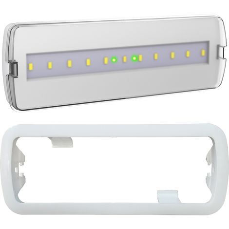 Lampe de secours LED Alcapower 400 lm SE/SA IP20, montage encastré ou en saillie, batterie LiFePO4 3,2 V 1800 mAh, dimensions 238 x 80 x 40 mm