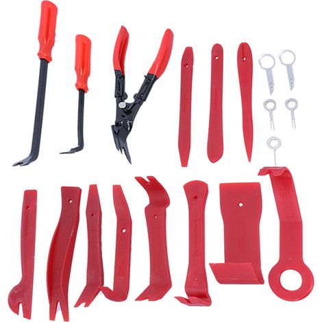 Kit de 19 outils de démontage pour autoradio, garnitures de porte, clips intérieurs (1/5)