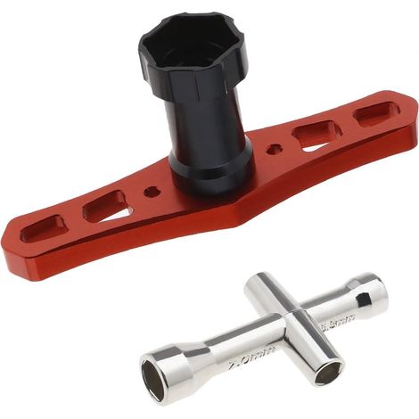 Set mit 2 17 mm Rad-Sechskantmuttern Hülsenschlüssel Installationswerkzeug & 4/5/5,5/7 mm kleine Hülse Innensechskant Radschlüssel Reparaturwerkzeug für 1/8 RC Autos (1/5)