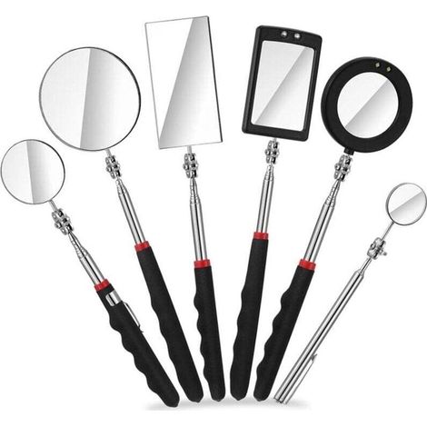 Miroir d'inspection télescopique à LED 6 pièces, outil de miroir mécanique rétractable, détection sous véhicule rétractable