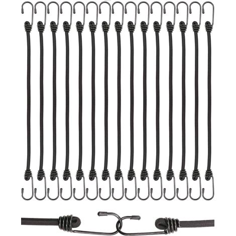 Spanngummis mit Haken 40cm, 15 Stück, Schwarz, für Planen & Camping (1/5)