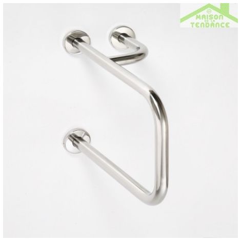 Barre de maintien avec porte serviette d'angle droite HELP 23,5x38x51,6 cm-Acier inoxydable-Acier inoxydable-23.5 ---Acier inoxydable (1/3)