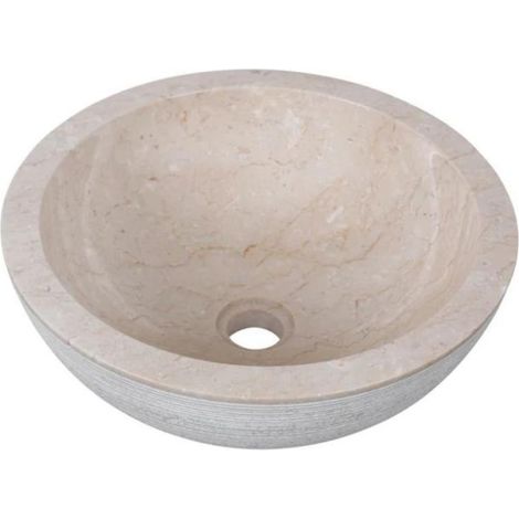 Vasque ronde à poser en marbre crème Ø40cm KC-G CREAM - 40x40x15 cm - Kayu Meuble (1/4)