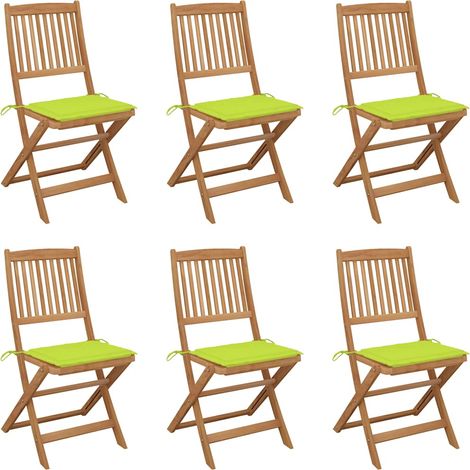 vidaXL Sedie da Giardino Pieghevoli 6 pz con Cuscini Massello Acacia