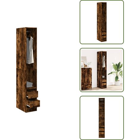 Kleiderschrank Räuchereiche 30x50x200 cm Holzwerkstoff - Kleiderschrank - Kleiderschränke - Schrank - Kleider Organizer (1/5)