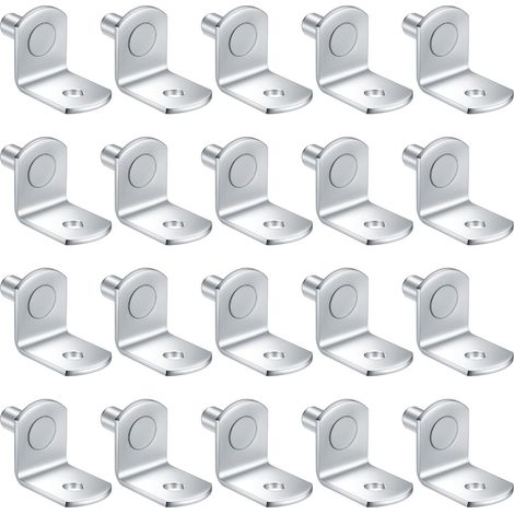 20 Pièces Chevilles de Support Étagère Métal L Forme, 5mm Support Équerre, Consoles et Taquets pour Étagères pour Meuble Armoire Placard Bibliothèque (1/5)