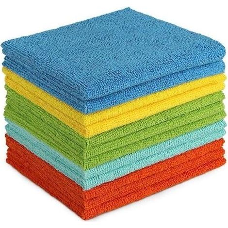 pair Lot de 12 Chiffons de Nettoyage en Microfibre, Torchons Lavette Microfibre Ménage Plus Doux, Plus Absorbants, Non Pelucheux, pour Maison, Cuisine, Voiture, Cenêtres e Vitre 30 x 30cm (1/4)